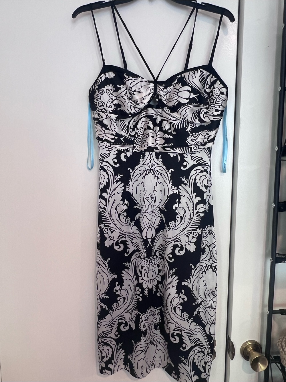 Marciano Black and White Baroque Midi Silk Dress